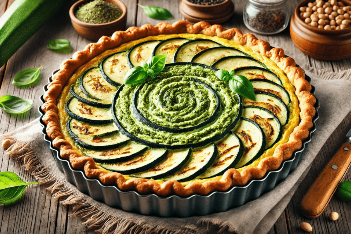 Quiche Vegana de Abobrinha e Pesto